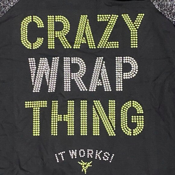 It Works! Distributor Shirt Womens L Crazy Wrap Thing Black Gray Raglan Sleeve - Picture 1 of 10